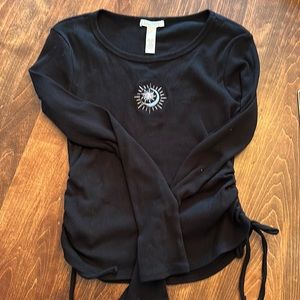 Girls cinched, embellished, long sleeve tee